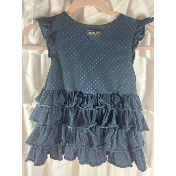 Matilda Jane Girls Blue Ruffle Polka Dot Shirt Size 8 sleeveless - Picture 3 of 5